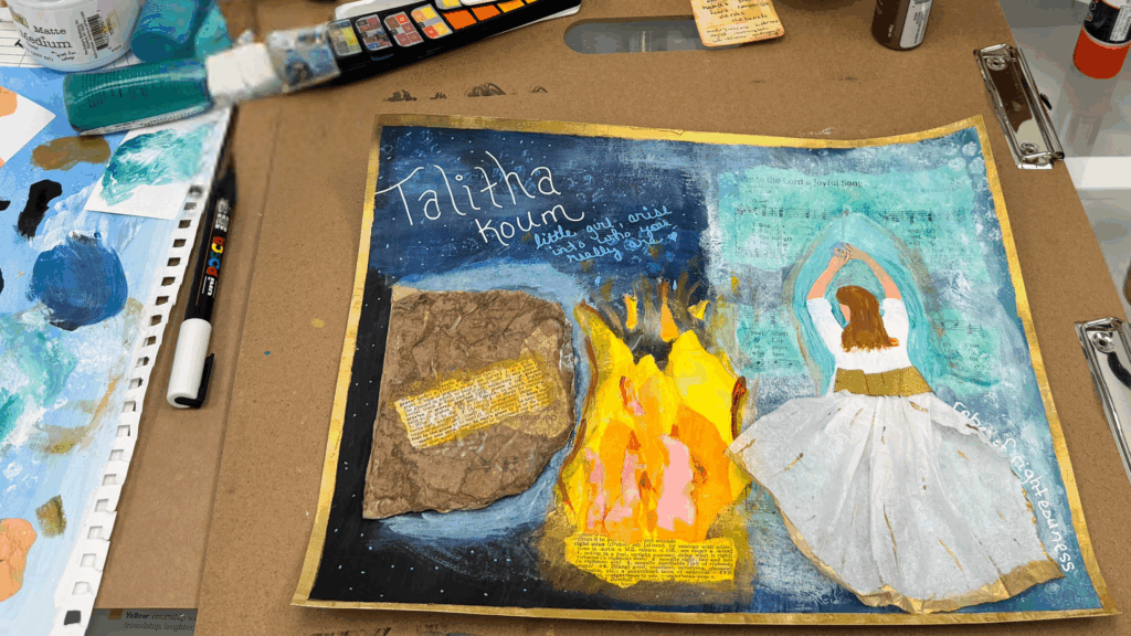 Talitha koum meaning-mixed media art